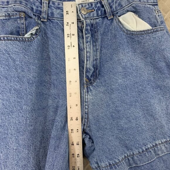 Forever 21 Womens 28 Denim Jeans Blue Wide Leg High Rise Light Wash Stretch - Picture 8 of 15